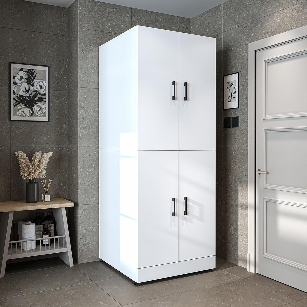 2026 ROOMART Dora Armoire de machine à laver, pour sèche-linge et machine à laver, en 4 couleurs, avec portes et planche coulissante (chêne anthracite)