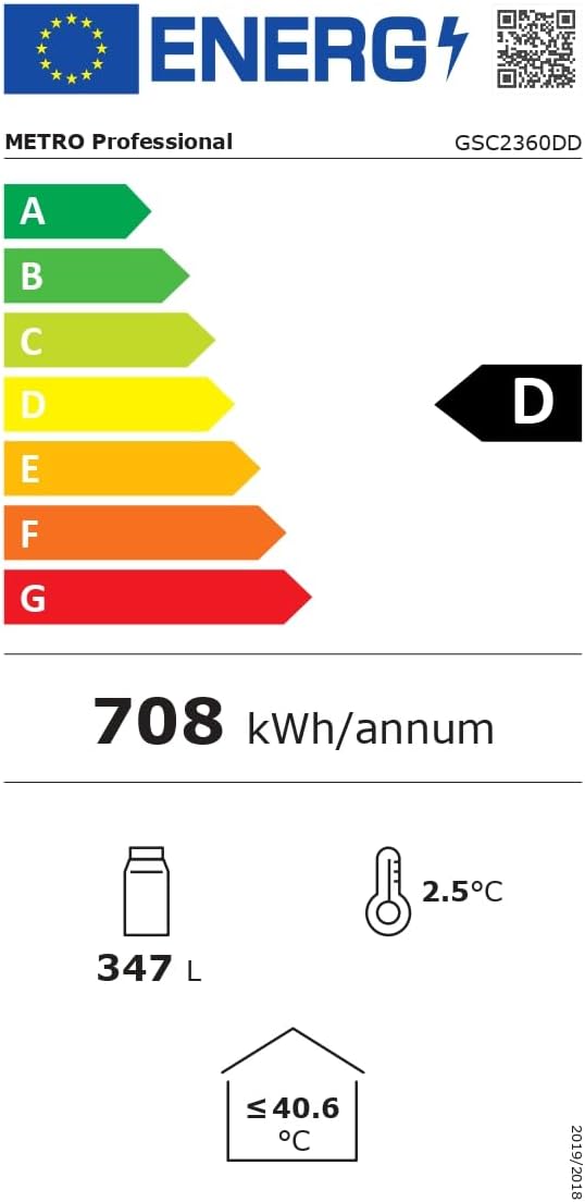 2026 METRO Professional Réfrigérateur à Boissons GSC2360B, Acier/Verre, 62 x 63.6 x 175.3 cm, 347 L, avec Serrure, Noir
