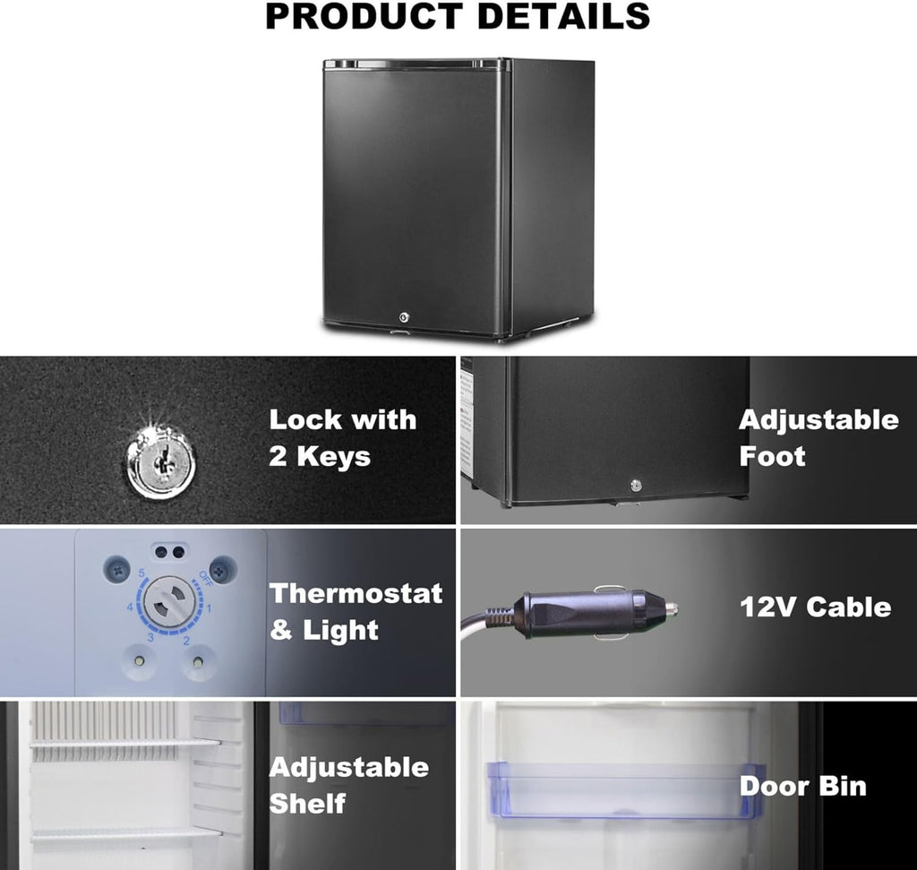2026 SMETA Frigo 12V, Réfrigérateur Camping 12V 220V 40L, Frigo Caravane, Mini Frigo de Chambre, Frigo 12V Camping Car, Réfrigérateur pour Voiture, Van, Fourgon, Bureau, Gîte - Noir