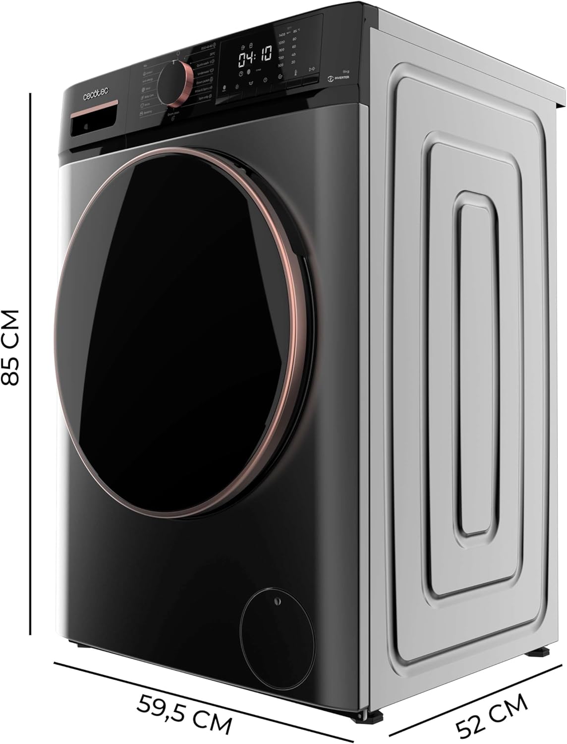 2026 Cecotec Lave-linge 10Kg Bolero DressCode 10610 Inverter Steel A. Chargement Frontale, 1400 RPM, Steam Max, Motor Inverter Plus, 15 Programmes, OnSmart, Stop&Go, Caoutchouc Antibactérien, Drum Clean