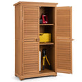 2026 Abri de Jardin En Bois 160 Cm Toit en Asphalte 2 Portes Verrouillables avec Loquet Armoire Cabane en Sapin Pré-Huilé Imperméable 3 Étagères Amovibles Naturel