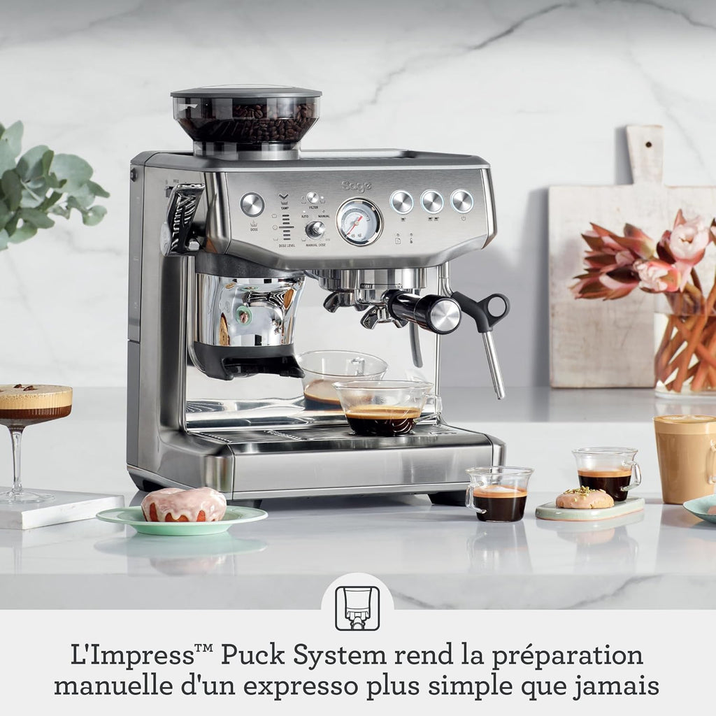 2026 2025 Machine à Café Expresso avec Broyeur Intégré & Mousseur à Lait – Sage Barista Express Impress – Acier Inoxydable Brossé, Expérience Barista à Domicile