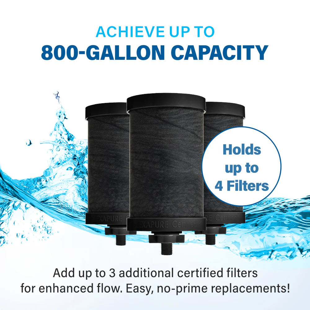2026 2025 Alexapure Pro Système de Filtration d’Eau par Gravité – Purificateur d’Eau Domestique en Acier Inoxydable Réduit 206 Contaminants, Sans Électricité, Facile à Installer et à Entretenir