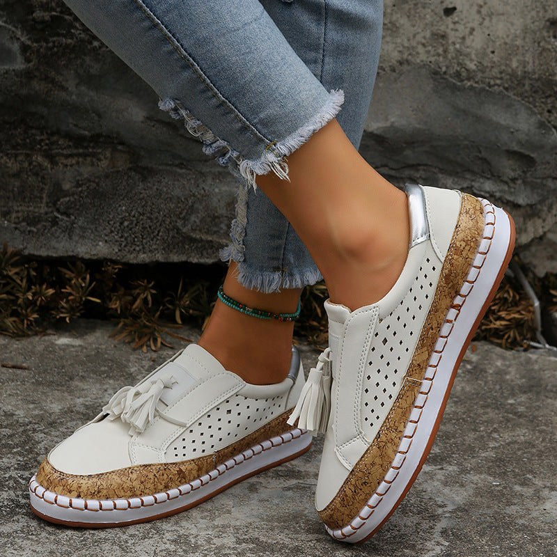 Mocassins décontracté pompon confortable sans lacets pour femme