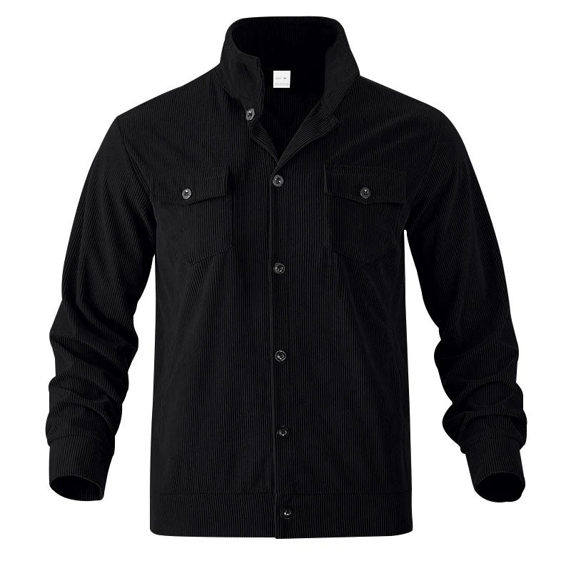 2026 Men's Corduroy Stand Collar Jacket with Multi Pockets and Casual Style
