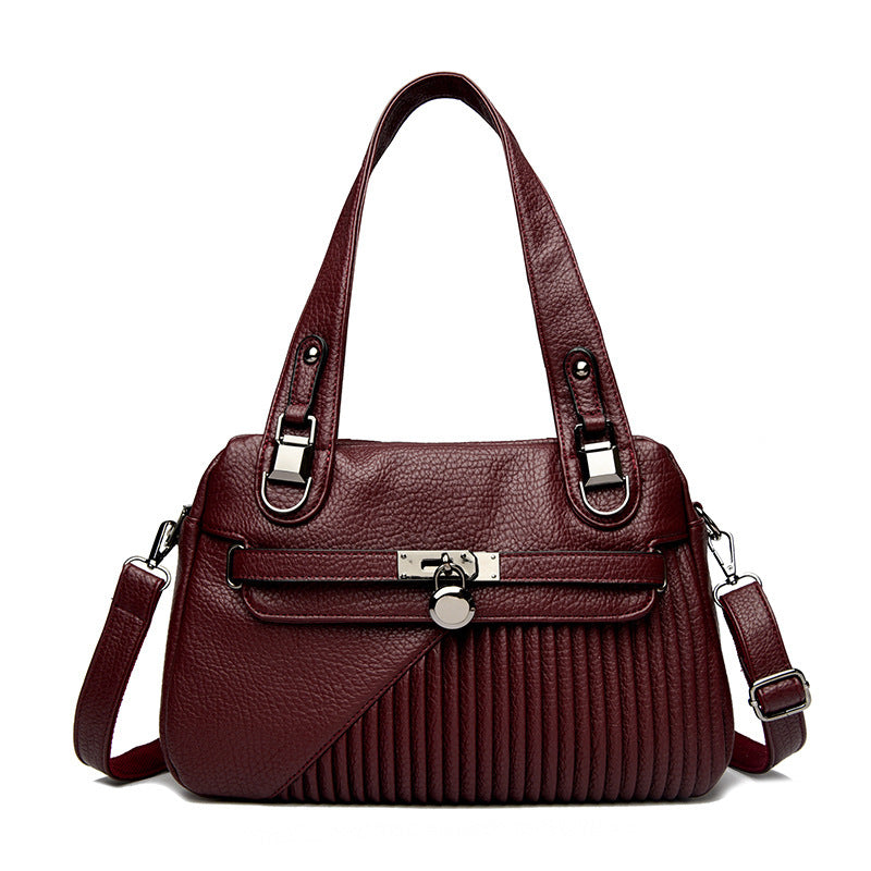 Sac bandoulière tendance grande capacité coutures carré PU pour femme