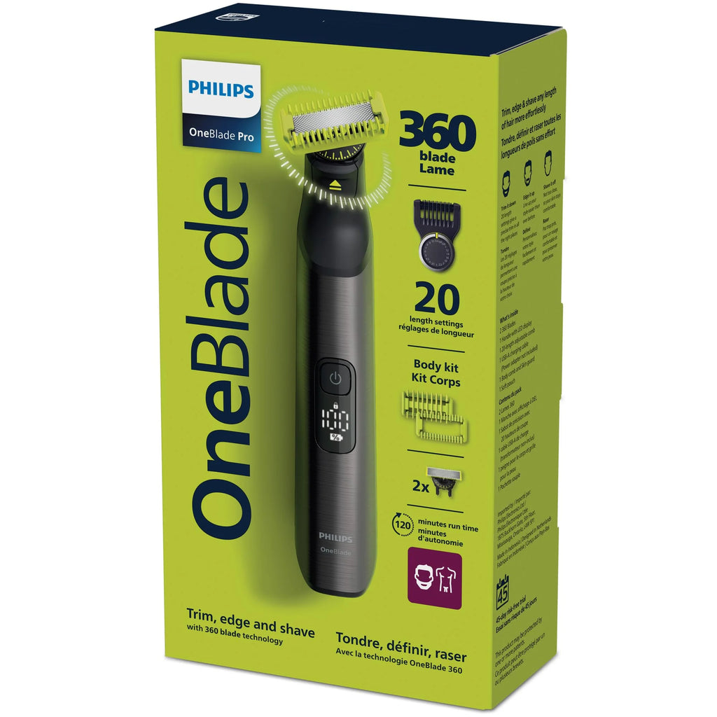2026 2025 Philips OneBlade 360 Pro, Wet & Dry, coupe, contourne et rase avec le peigne de précision 20 longueurs et l'affichage LED, QP6552/15