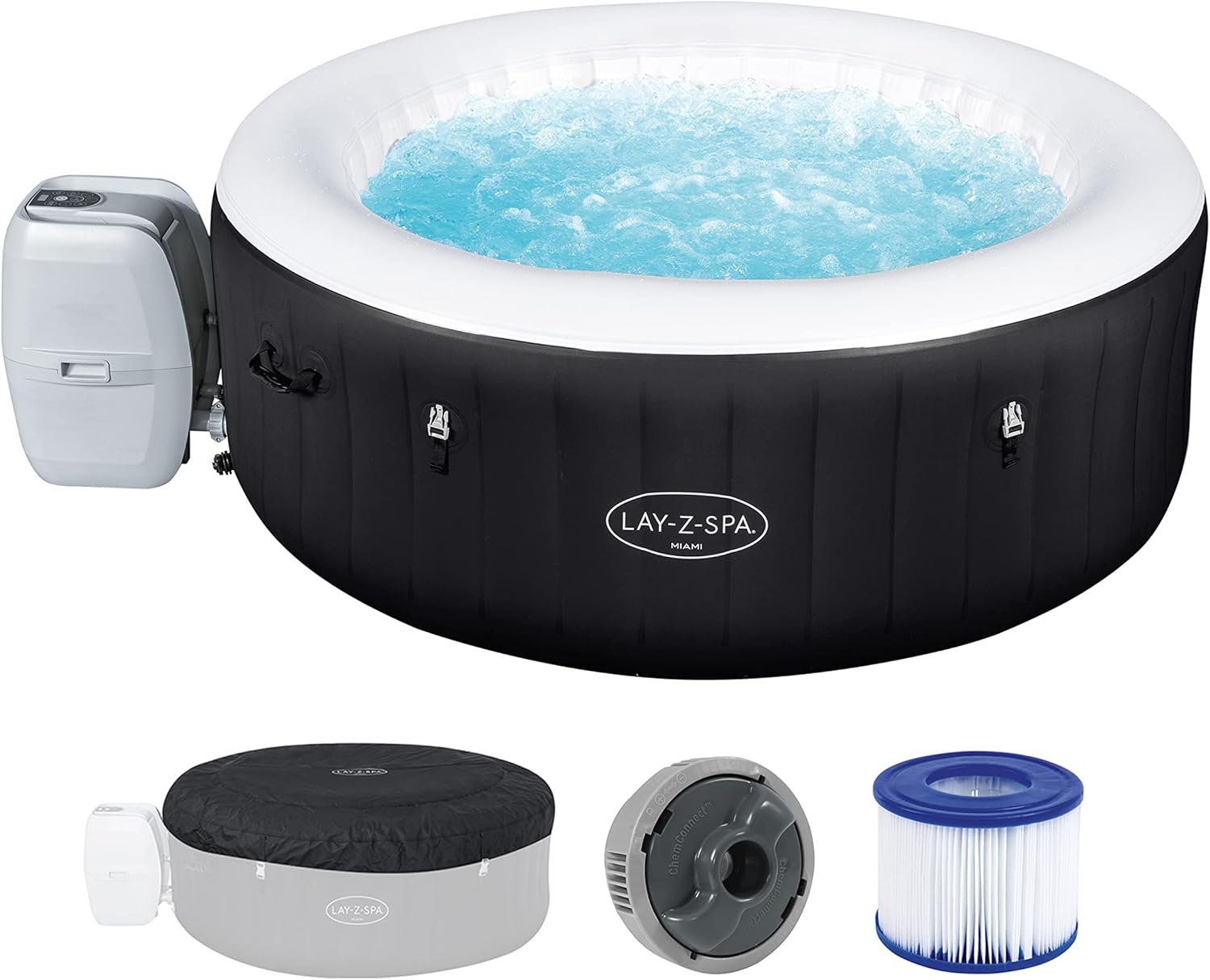 2026 Spa gonflable rond BESTWAY Lay-Z-Spa® Miami Airjet™ 2 - 4 personnes