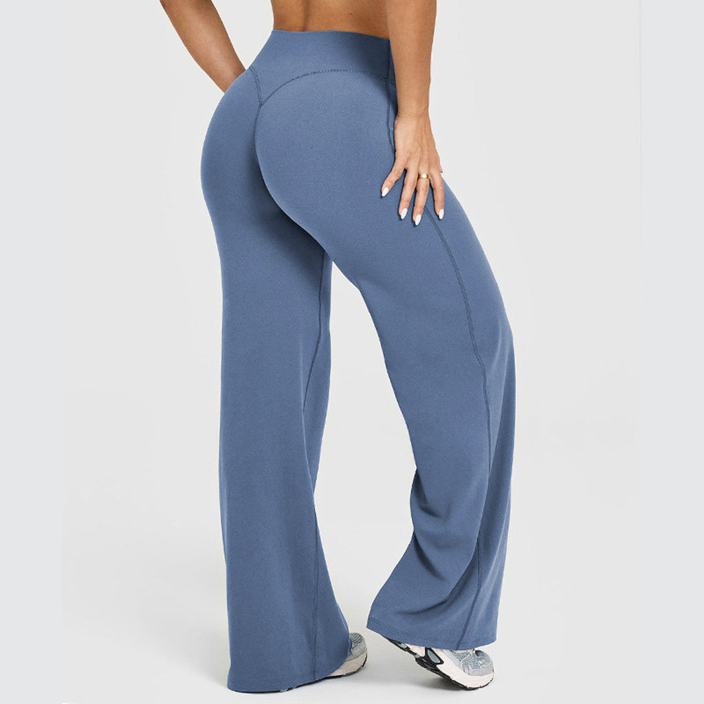 Pantalon couleur unie jambes droites extensible décontracté polyvalent pour femme