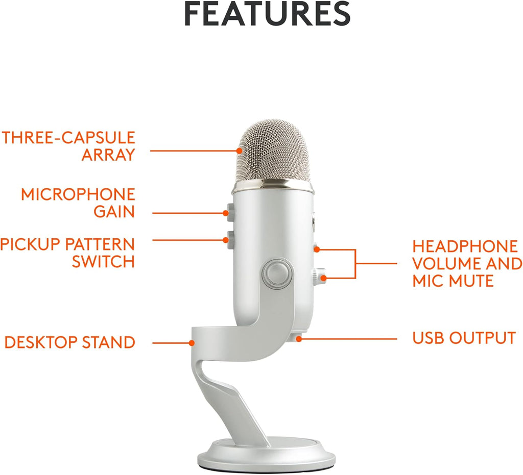 2026 2025 Logitech for Creators Microphone USB Blue Yeti (Noir)
