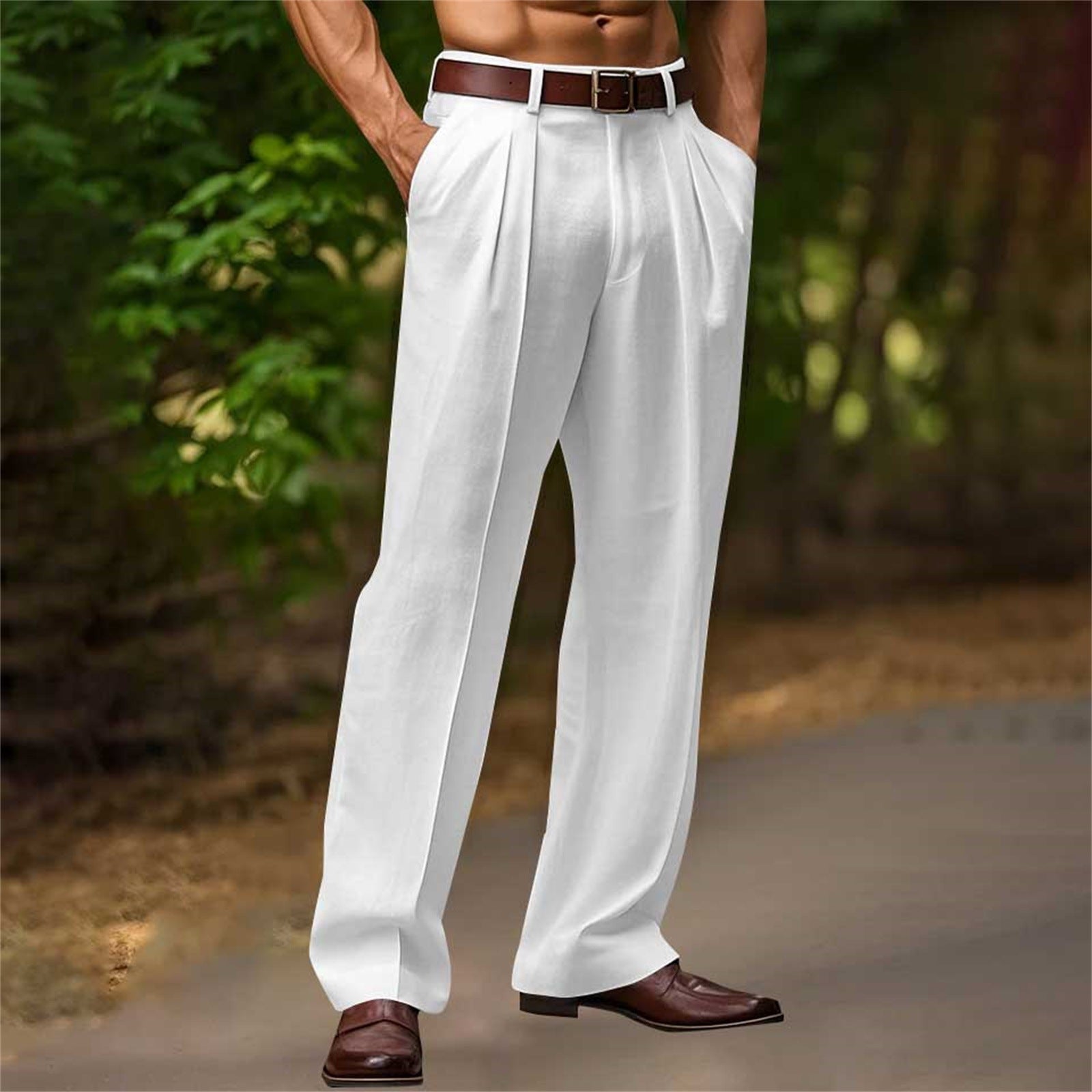 Pantalon en coton et lin décontracté respirant confort pour homme