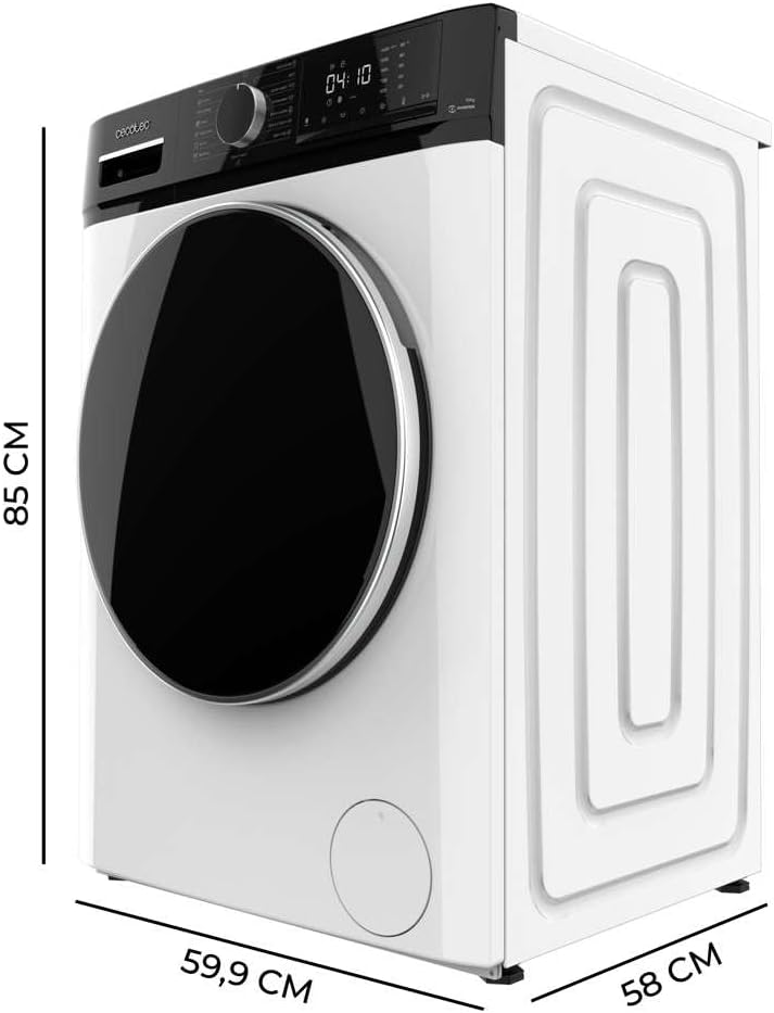 2026 Cecotec Lave-linge 10Kg Bolero DressCode 10610 Inverter Steel A. Chargement Frontale, 1400 RPM, Steam Max, Motor Inverter Plus, 15 Programmes, OnSmart, Stop&Go, Caoutchouc Antibactérien, Drum Clean