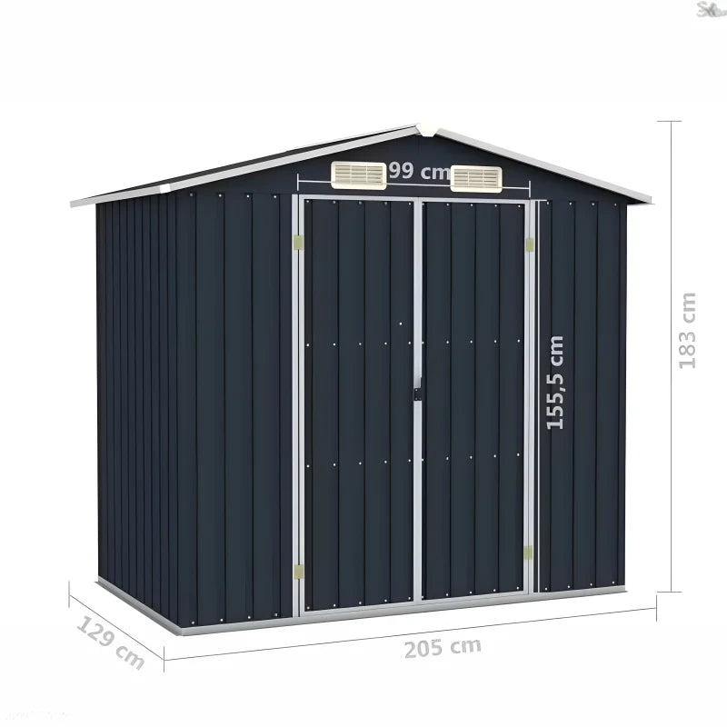 2026 Abris de Jardin Gris Mtal 205 x 183 x 129 cm -