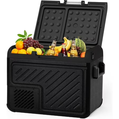 2026 Réfrigérateur 52l de Voiture -20℃/+10℃ Mini Réfrigérateur Portable Ecran Lcd Adaptateur 69x34,5x52,5cm Noir+Gris