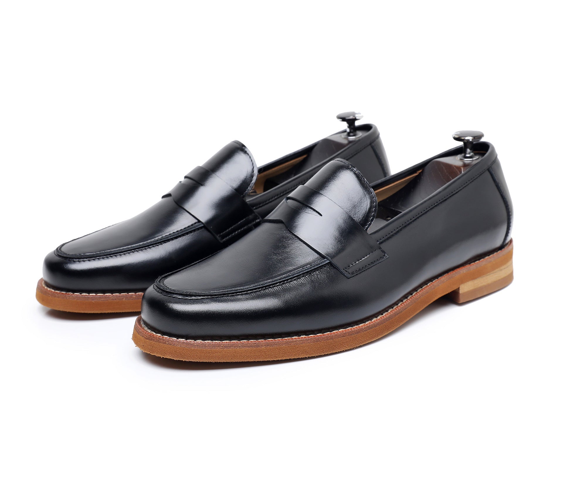 Mocassins fait main rétro en cuir intemporel pour homme