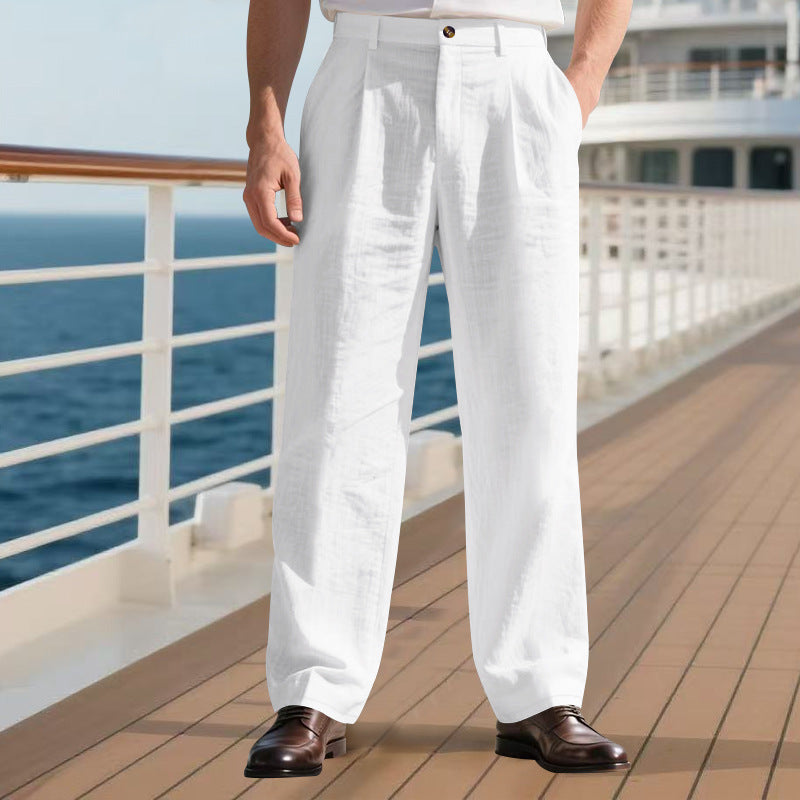 Pantalon droit en lin professionnel confortable élégance pour homme