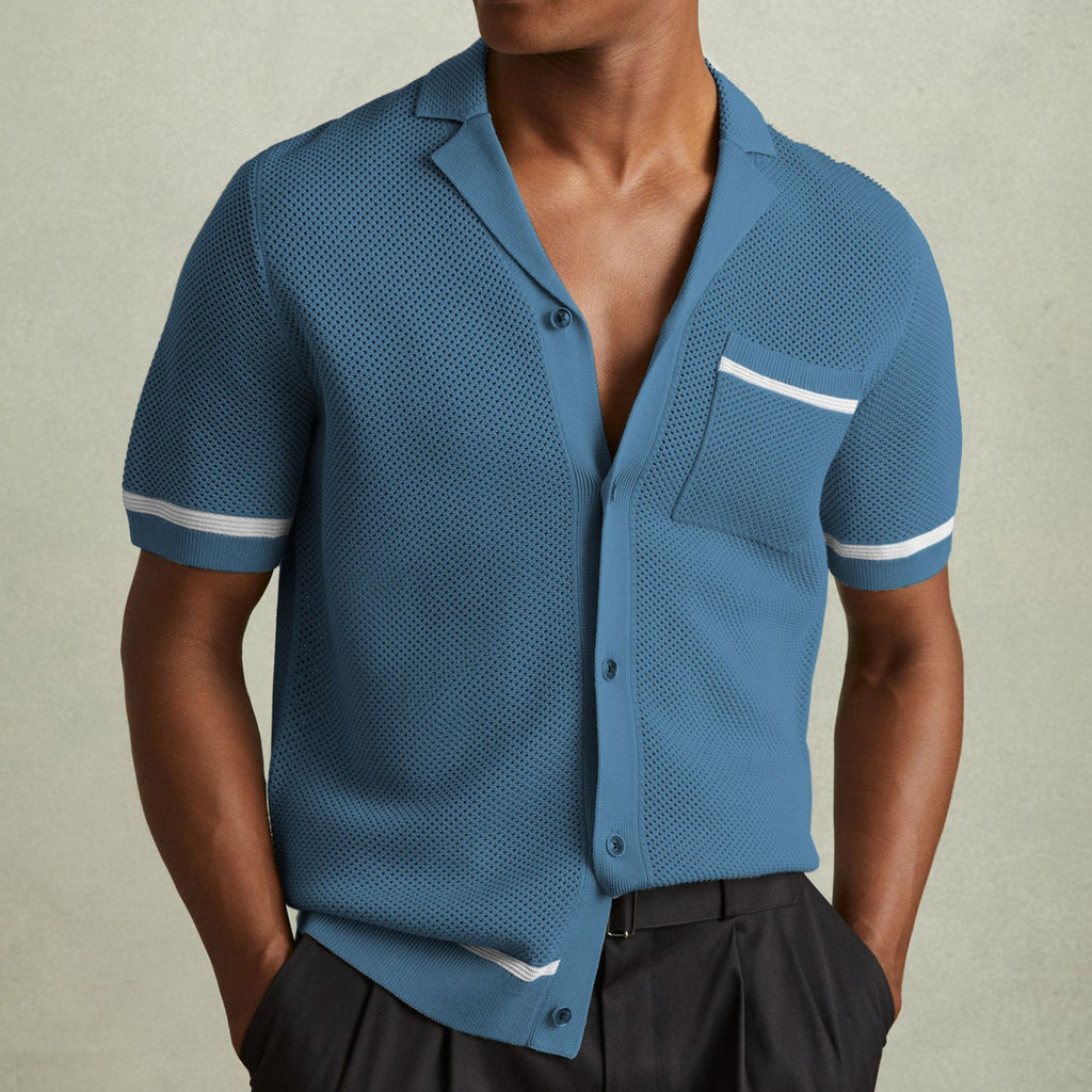 Polo été tricoté col cubain manches courtes décontracté pour homme