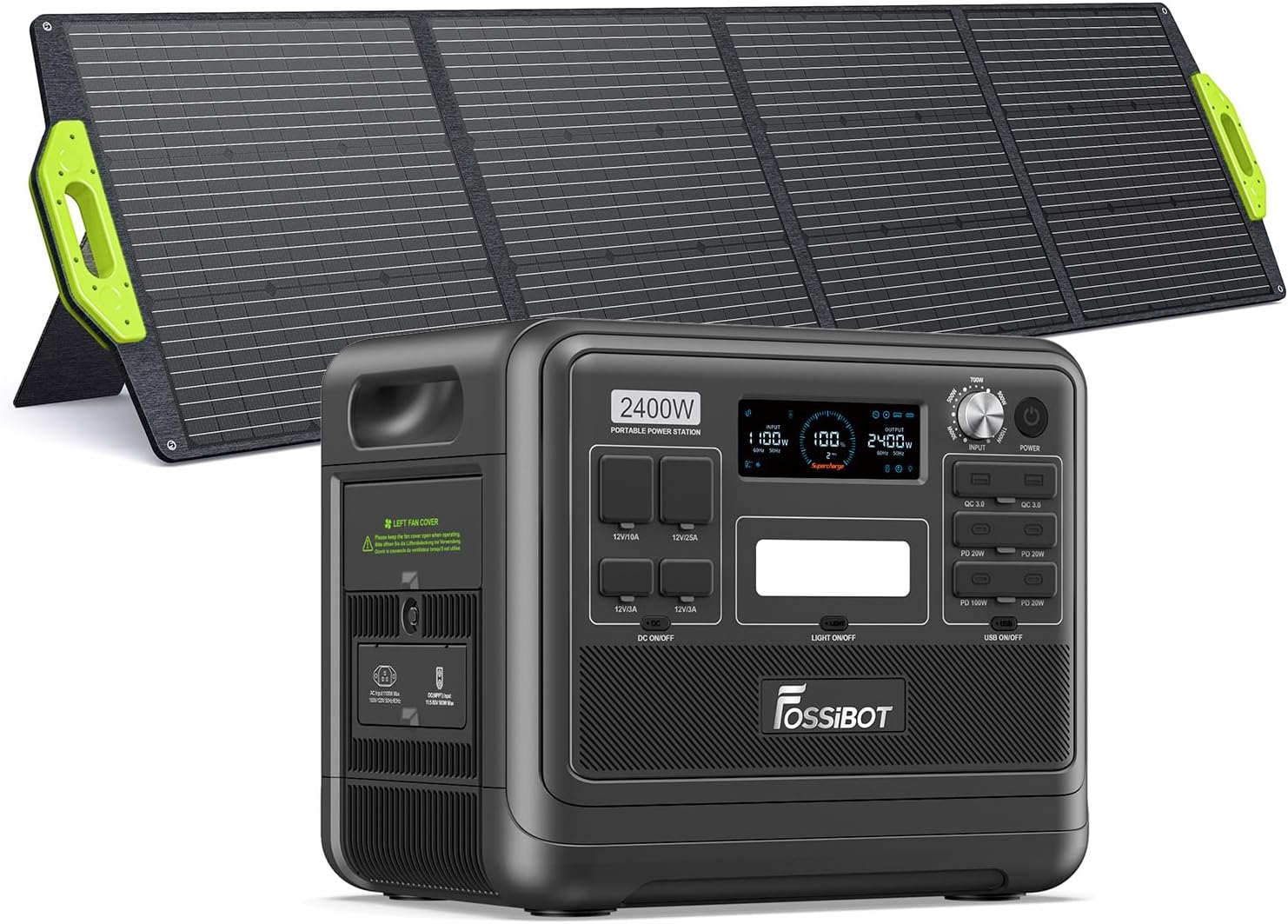 2026 F2400 Station électrique portable CA 2400W (4800W Pic),Station Silencieux Solaire 2048Wh LiFePO4,Groupe Générateur Électrique Onduleur Alimentation de Secours à Domicile Camping