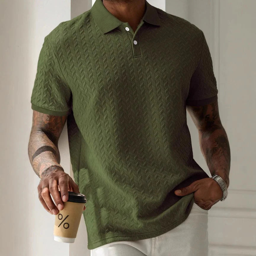 2026 Men's Classic Short Sleeve Button Collar Polo Shirt Smart Casual