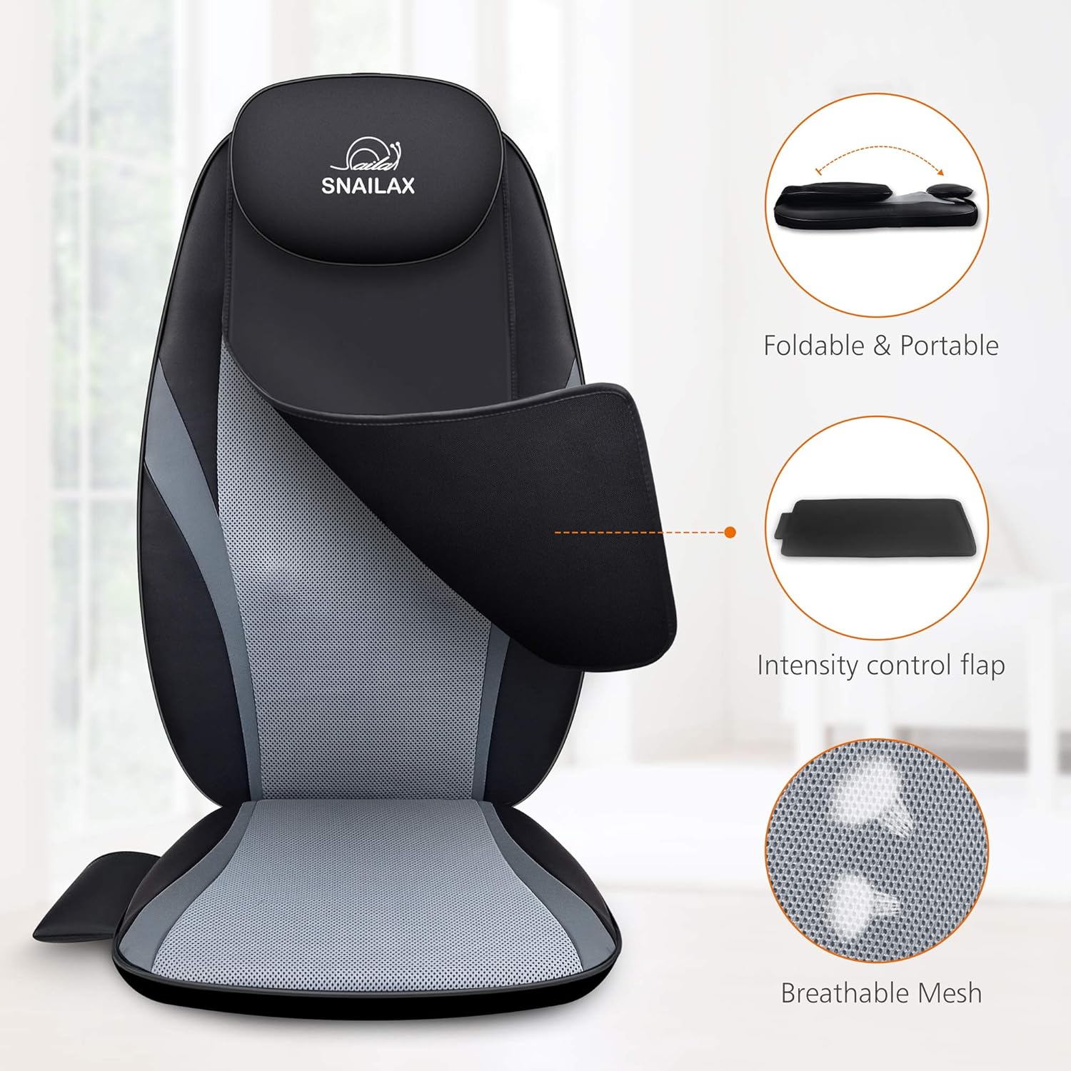 2026 2025 Coussin de Massage Shiatsu Snailax avec Chaleur – Coussin de Fauteuil Massant pour Dos, Massage Kneading pour Maison et Bureau