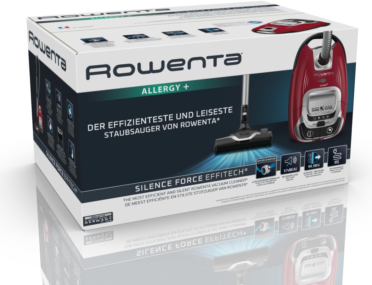 2026 2025 Rowenta RO7451EA – Aspirateur Silence Force Effitech, Ultra-Silencieux 57 dB, Haute Filtration, Sac XXL, Édition Limitée