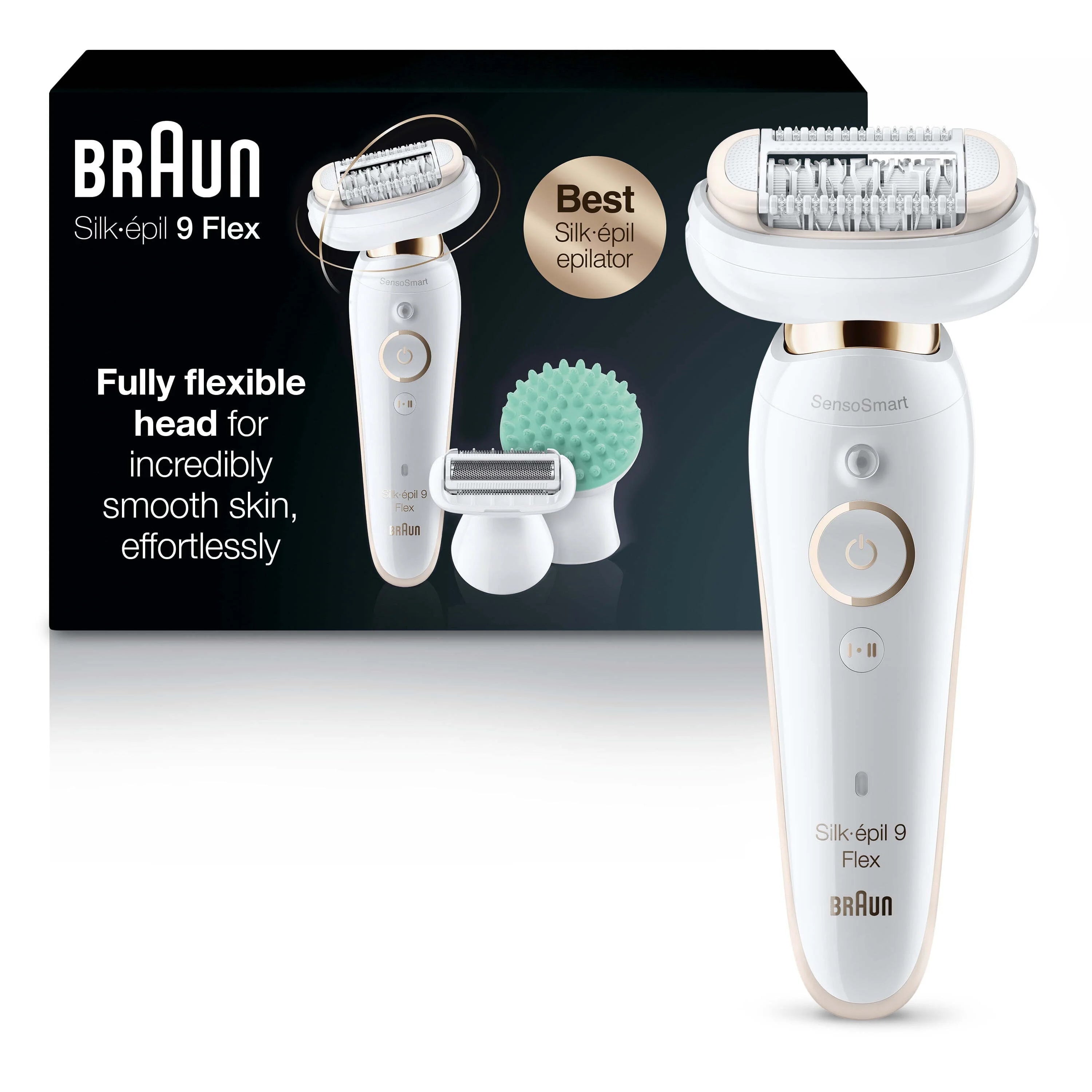 2026 2025 Braun Silk-épil 9 Flex 9-020 - Épilateur pour Femmes, Blanc/Or