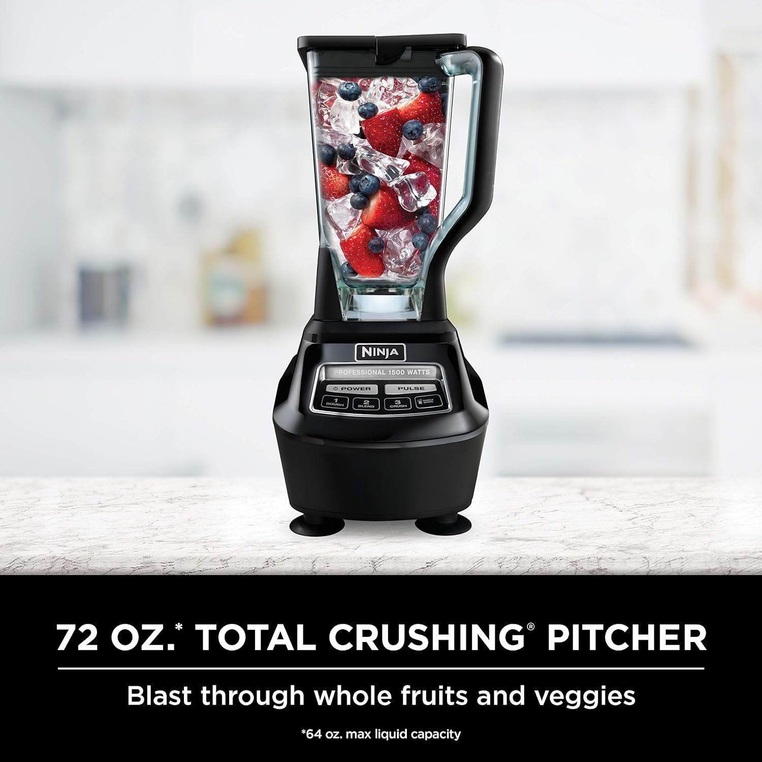 2026 2025 Ninja Mega Kitchen System, 1500W, Blender XL 72 oz et Robot Culinaire 8 Tasses avec (2) Gobelets To-Go 16 oz, Technologie Total Crushing - Smoothies, Glace Pilée, Purées, Pâte & Plus, Noir, BL770