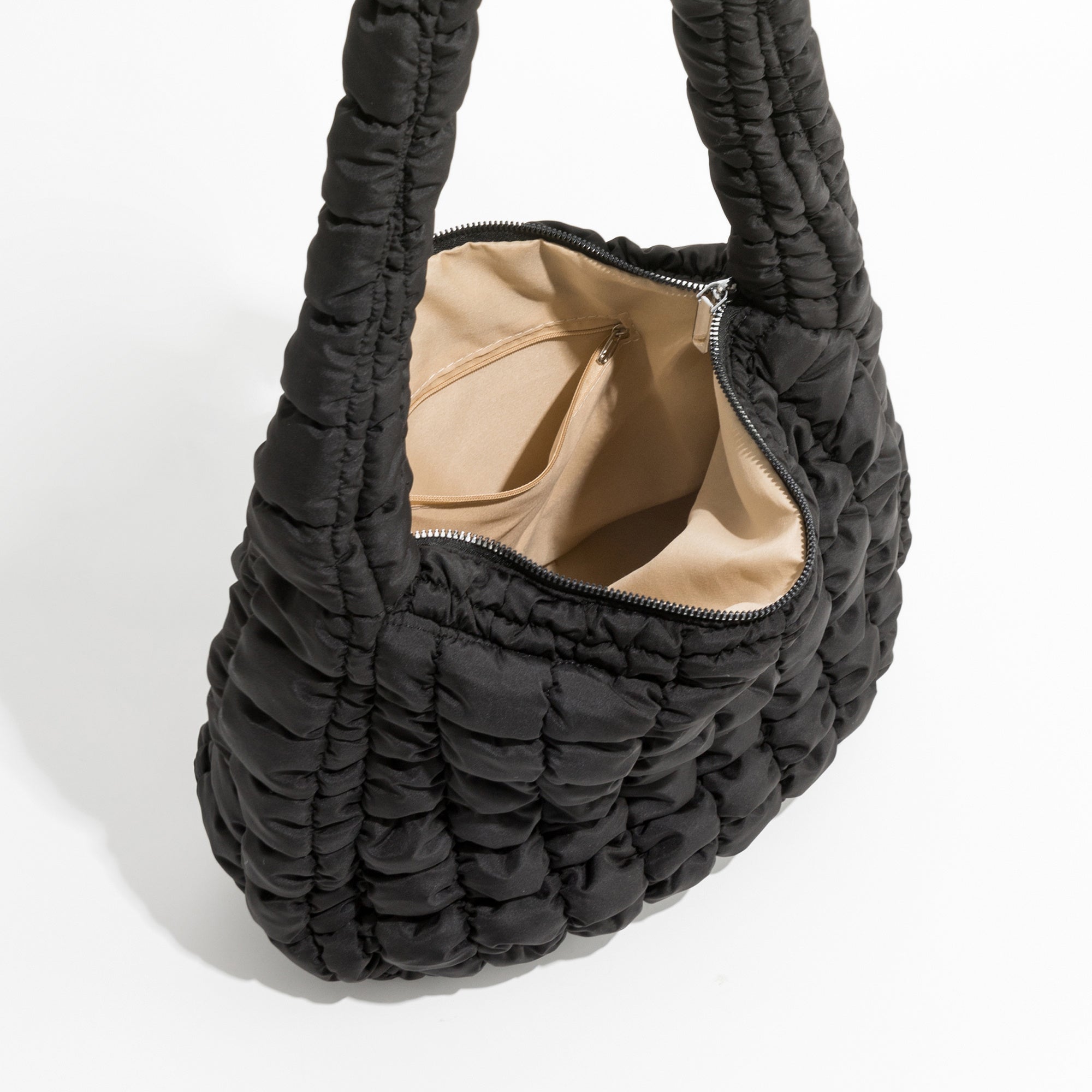 Women's Quilted Padded Feather Down Shoulder Hobo Bag - LAKD London