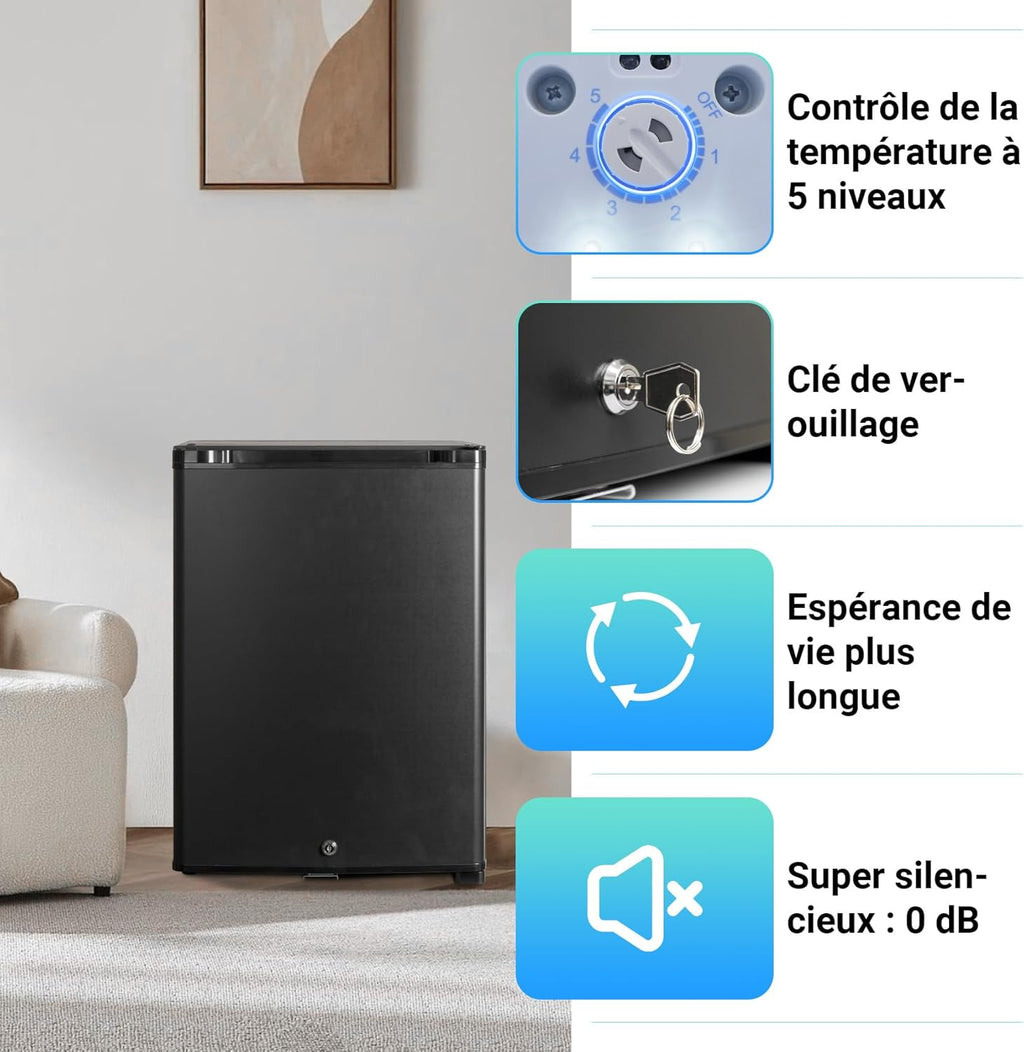 2026 Frigo 12V,Réfrigérateur Camping 12V 220V 40L,Frigo Caravane,Mini Frigo de Chambre,Frigo 12V Camping Car,Réfrigérateur pour Voiture,Van,Fourgon,Bureau,Gîte - Noir -