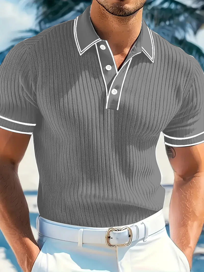 Polo manches courtes rayé décontracté été pour homme