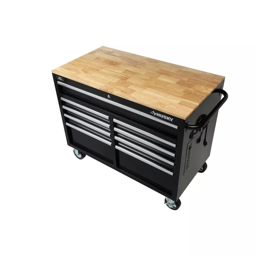 2026 Coffre à outils mobile 9 tiroirs - Noir brillant - Dimensions : 117 cm (L) x 61 cm (P)