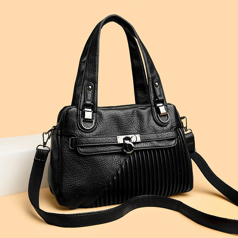 Sac bandoulière tendance grande capacité coutures carré PU pour femme