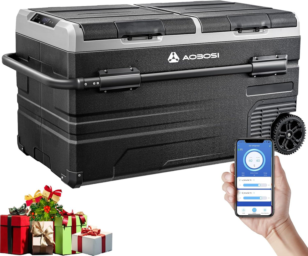 2026 115L Glaciere Electrique Double Zone,Glaciere a Compression WiFi APP,12 V/24 V et 100-240 V Frigo Camping,-20 ℃ à 20 ℃,pour Voiture,Camion,Bateau,Camping,Car,Caravanes,Voyageant,Maison