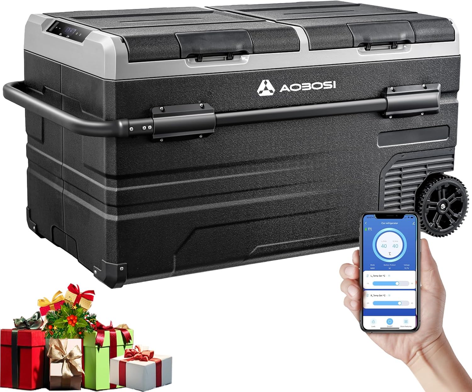 2026 115L Glaciere Electrique Double Zone,Glaciere a Compression WiFi APP,12 V/24 V et 100-240 V Frigo Camping,-20 ℃ à 20 ℃,pour Voiture,Camion,Bateau,Camping,Car,Caravanes,Voyageant,Maison