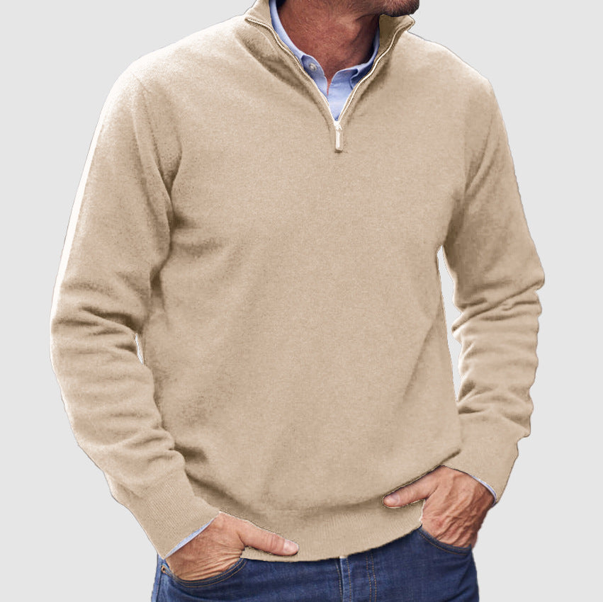 Polo zippé ultra-fin léger manches longues décontracté pour homme