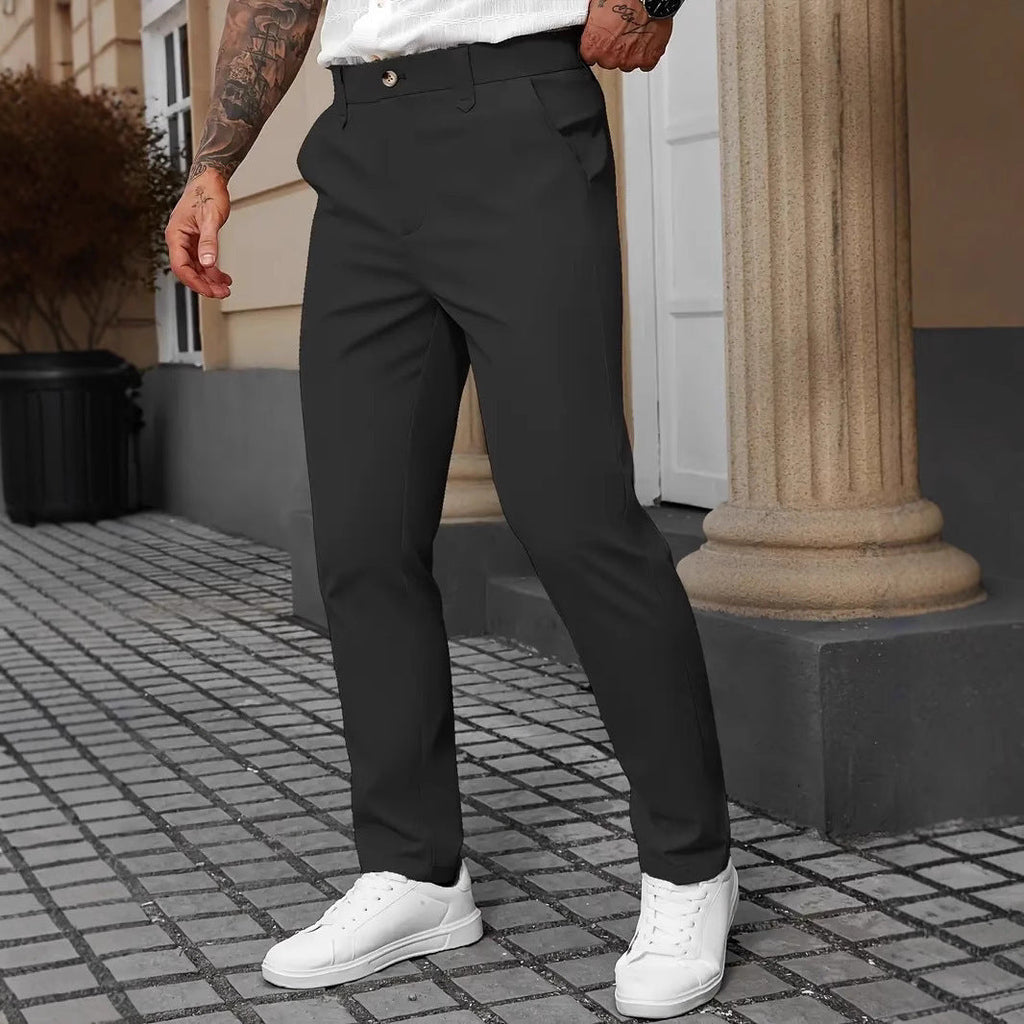 Pantalon couleur unie professionnel chic décontracté pour homme
