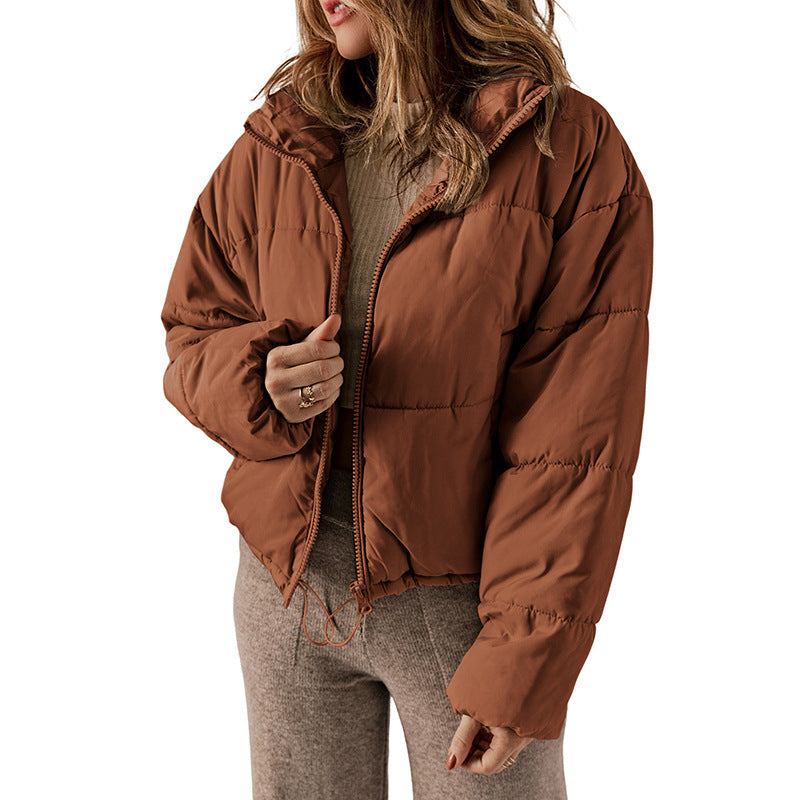 Manteau hiver épais en coton rembourré col montant pour femme
