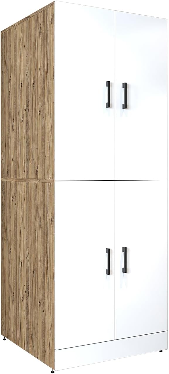 2026 ROOMART Dora Armoire de machine à laver, pour sèche-linge et machine à laver, en 4 couleurs, avec portes et planche coulissante (chêne anthracite)