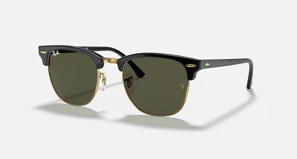 2026 2025 Lunettes de Soleil Ray-Ban Clubmaster Monture Noire / Verres Verts - RB3016 W0365 49-21