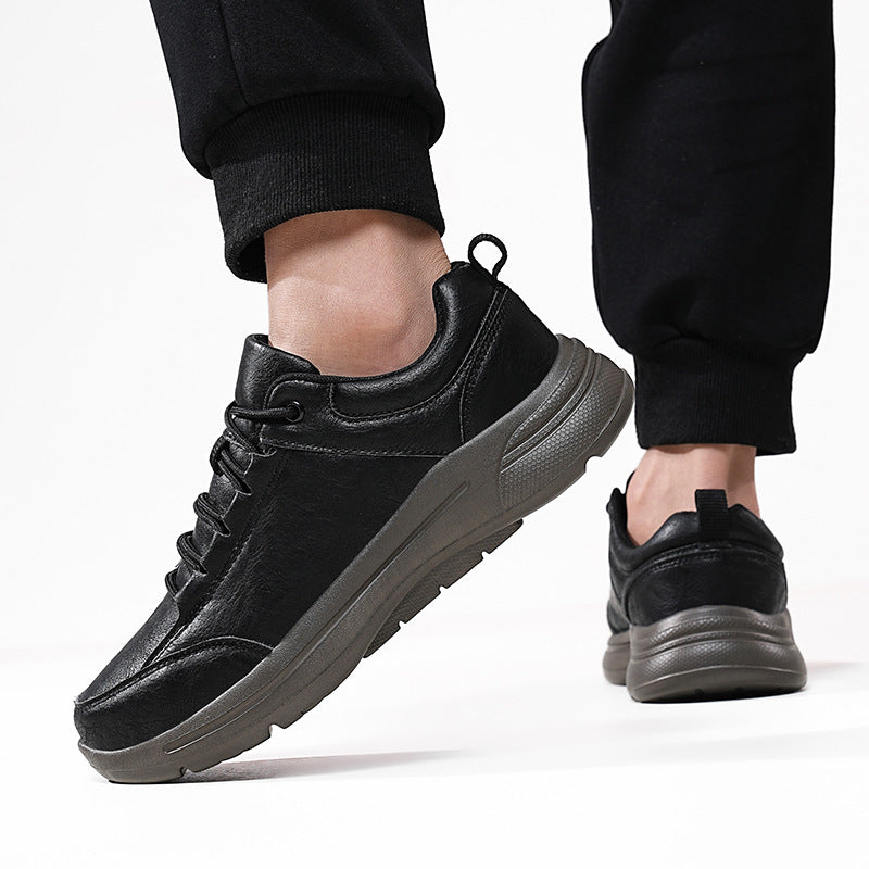Baskets tige basse en cuir bout rond style britannique décontracté pour homme