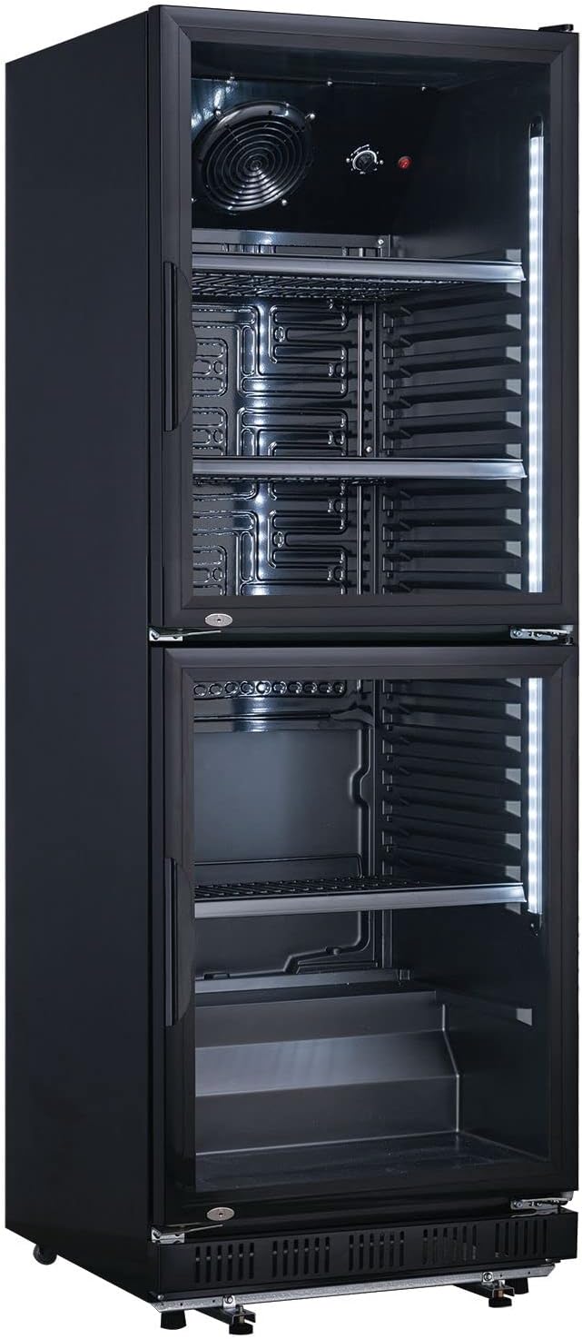 2026 METRO Professional Réfrigérateur à Boissons GSC2360B, Acier/Verre, 62 x 63.6 x 175.3 cm, 347 L, avec Serrure, Noir