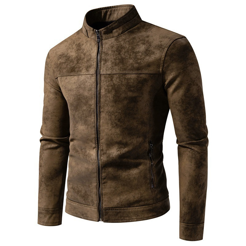 Veste rétro à nouer-dye en cuir doublure chaude hiver pour homme