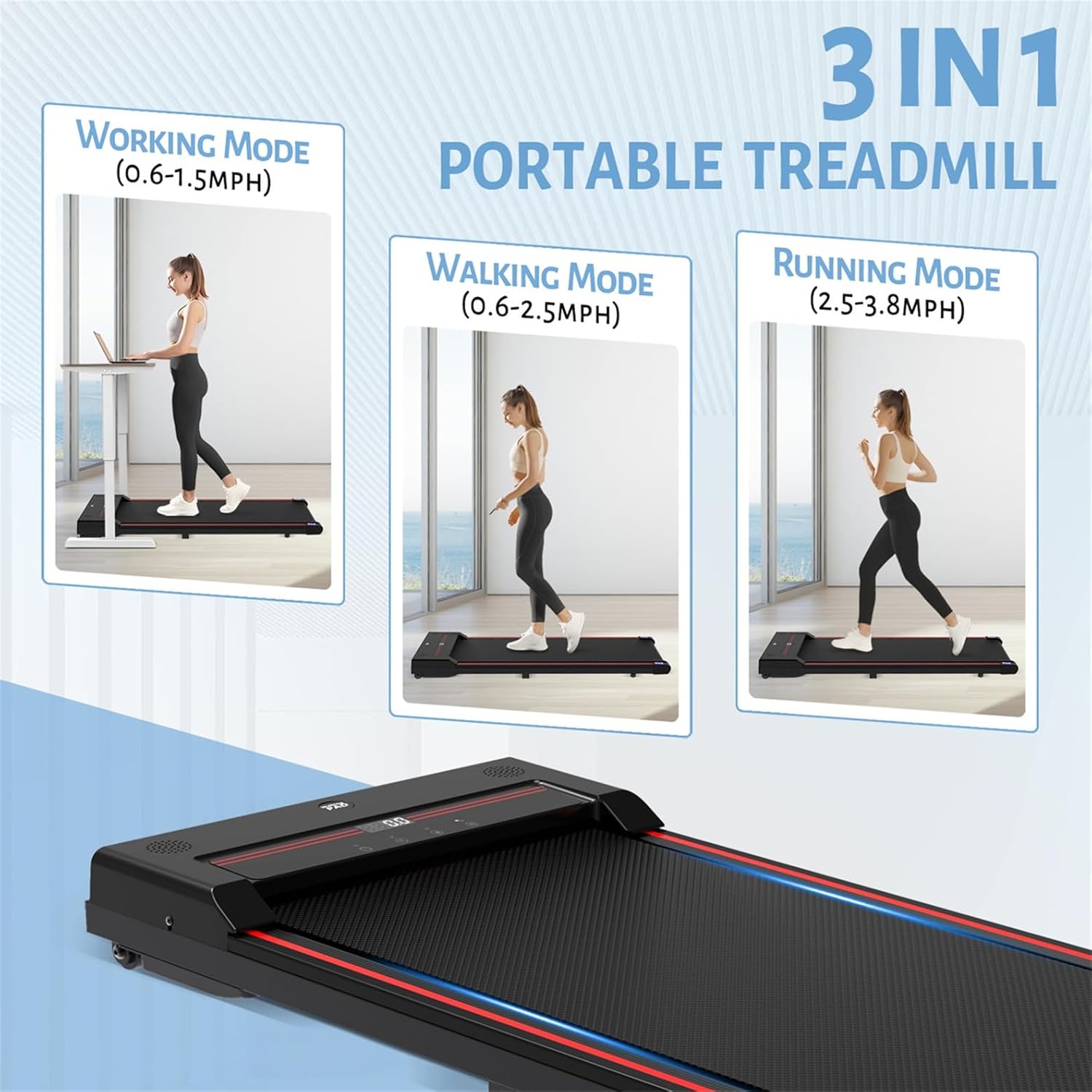 2026 2025 Sperax Tapis de Marche Vibrant avec Application, Tapis de Course 3 en 1 Sous Bureau, 2,5HP Faible Bruit, Tapis de Marche avec Télécommande, Tapis de Course Portable pour Bureau à Domicile