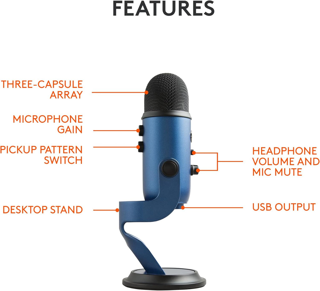 2026 2025 Logitech for Creators Microphone USB Blue Yeti (Noir)