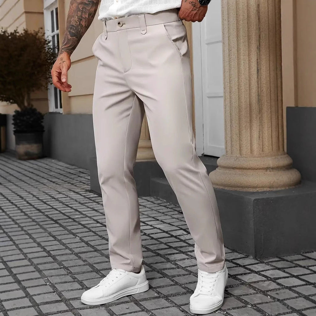 Pantalon couleur unie professionnel chic décontracté pour homme