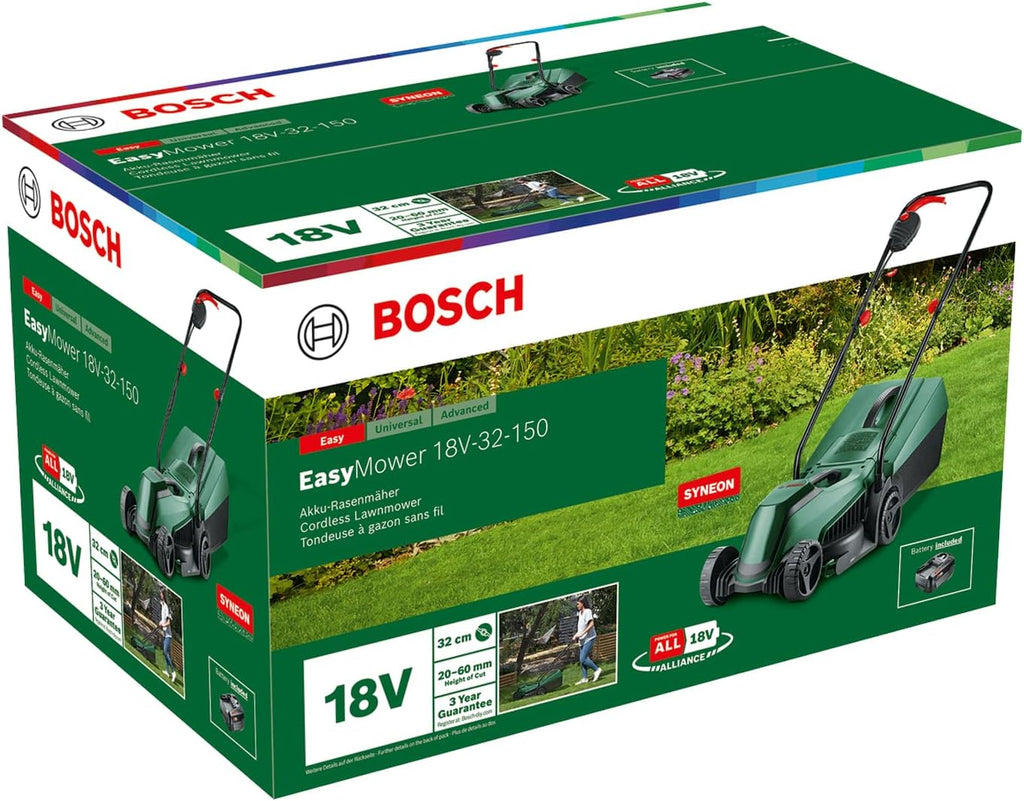 2026 Bosch tondeuse à gazon sans fil CityMower 18V-32-300 (18 V, 1x batterie 4,0 Ah, Moteur Brushless, largeur de coupe : 32 cm, tond jusqu’à 300 m², dans une boîte en carton)