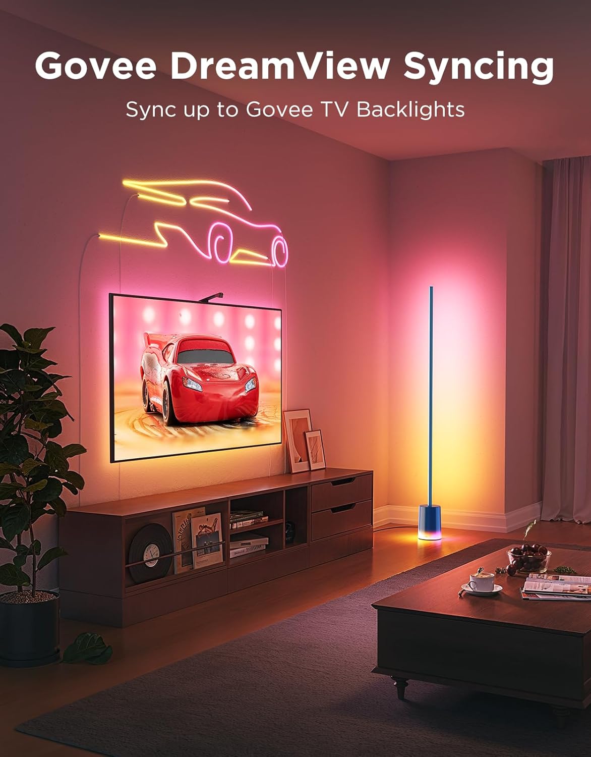 2026 2025 Lampadaire Govee 2 avec Matter, LED RGBIC, Blanc Chaud et Froid, Compatible Alexa, 1725 lm, Synchronisation Musique, Modes Scènes, Lampadaire Intelligent pour Salon et Chambre, Noir (1 Pièce)