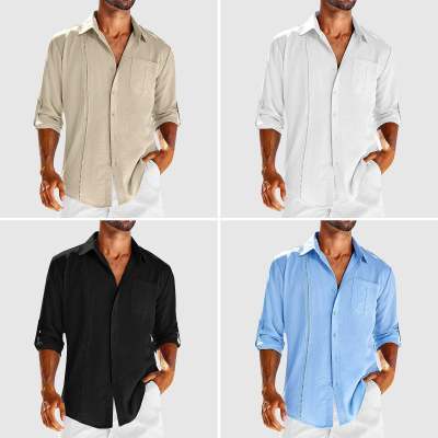 2026 Men's Casual Long Sleeve Button Down Shirt With Pocket Detail