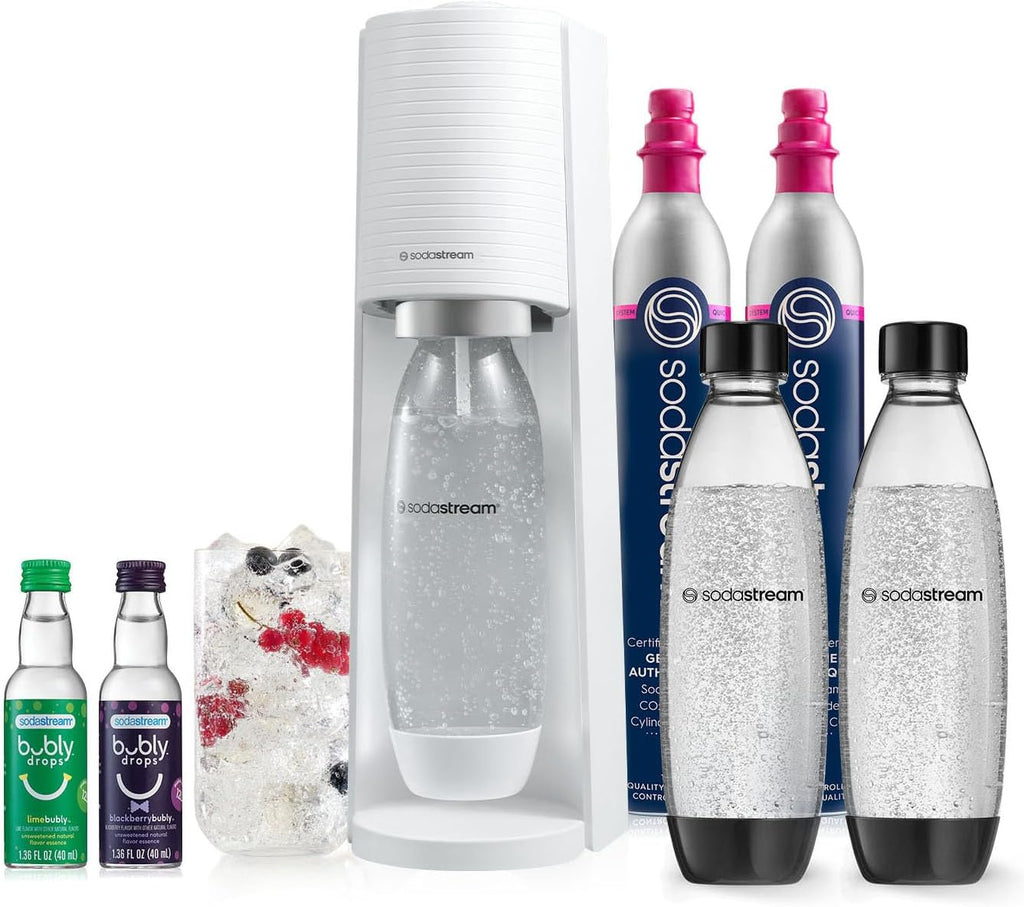 2026 2025 SodaStream Terra Machine à Eau Pétillante Bundle (Noir), avec CO2, Bouteilles Compatibles Lave-Vaisselle et Arômes Bubly Drops