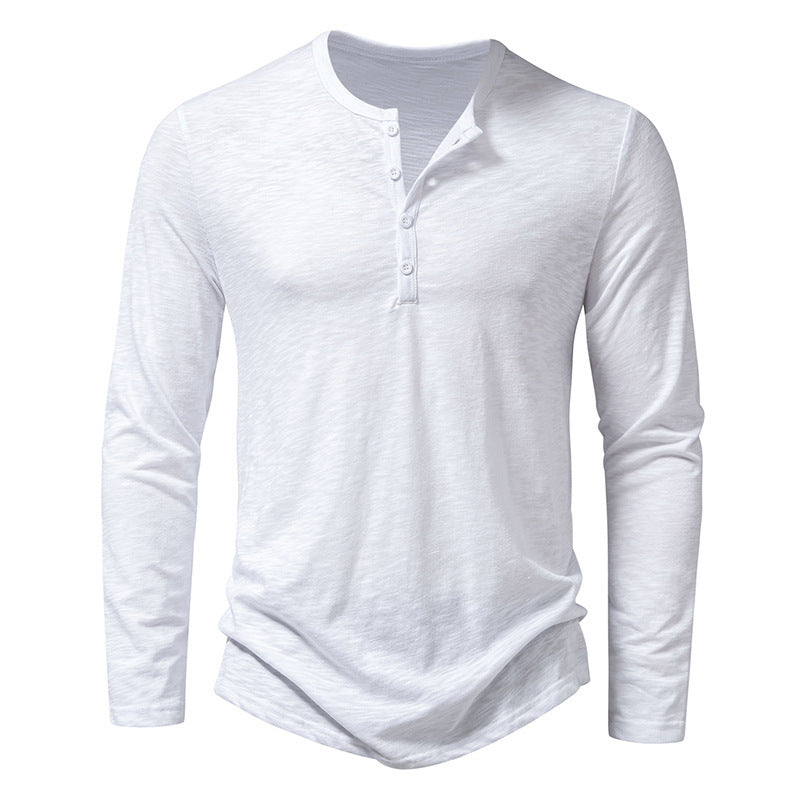 Men's Premium Long Sleeve Button Henley Casual T-Shirt - LAKD London